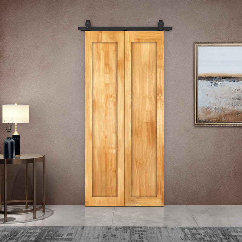 Ensemble de quincaillerie pour porte de grange coulissante en bois de pin 1 panneau, Chêne vieilli, 20 po x 84 po