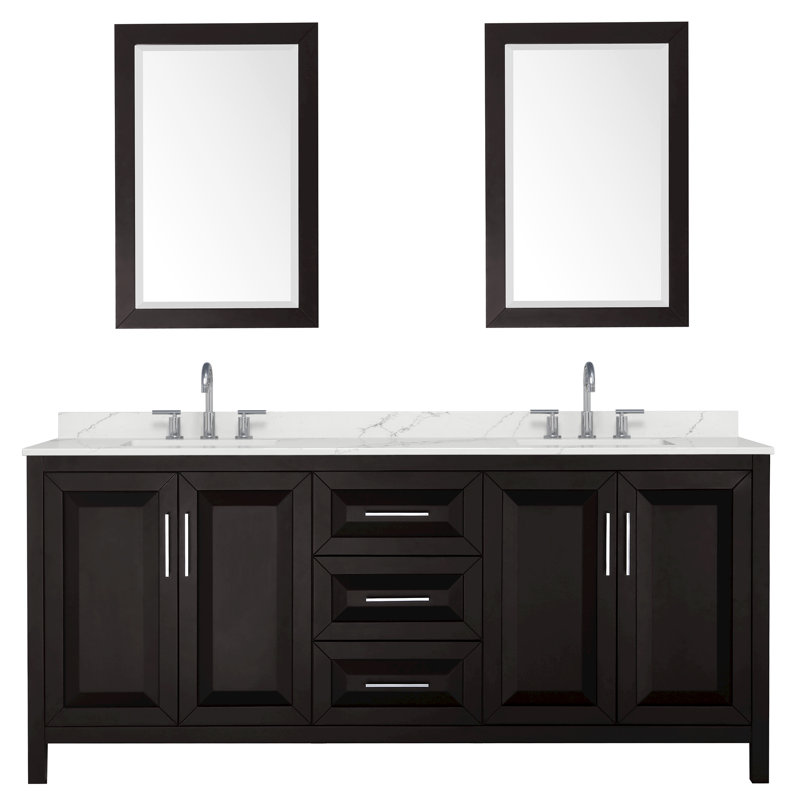 Daria 80'' W Vanity, Brown, Polished Chrome, White Quartz