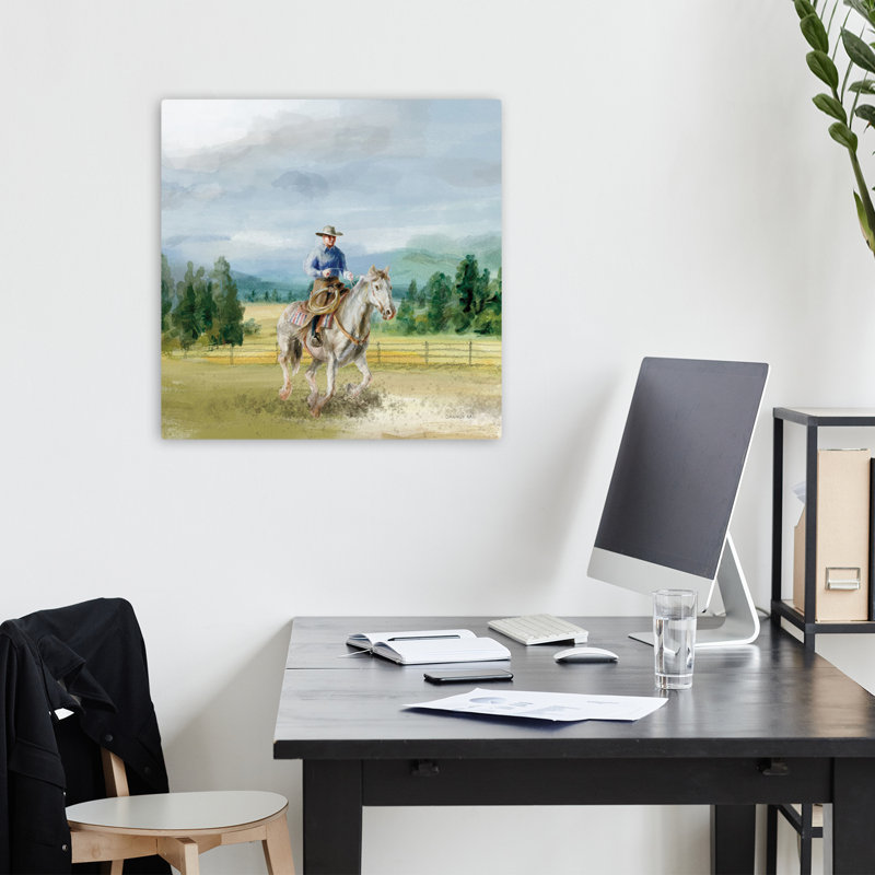 Riders Of The Range I, art contemporain, H 18 po x l 18 po
