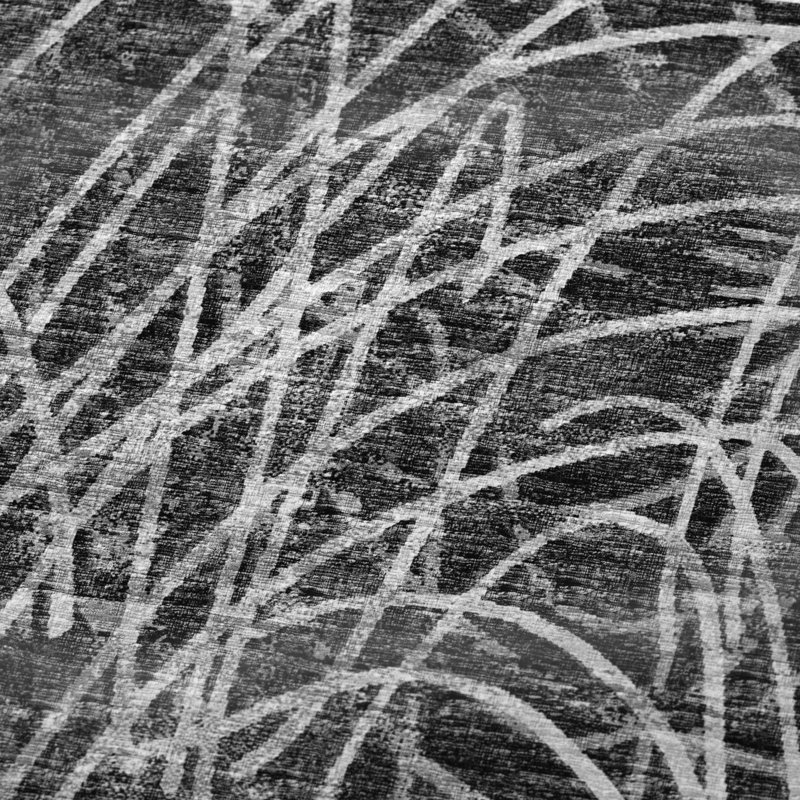 Jeté en sherpa de qualité supérieure lavable à la machine Addison, Gris anthracite abstrait
