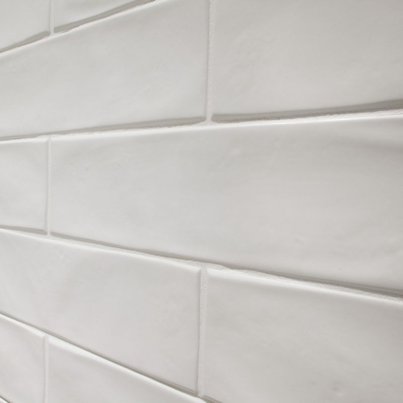 Arte 3" x 12" Zellige Look Matte Subway Wall Tile, White Matte