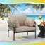Chaise longue moderne en corde 36 po - Coussins imperméables beiges + structure en fer - Mobilier de patio intérieur / extérieur Boho Chic-616442546