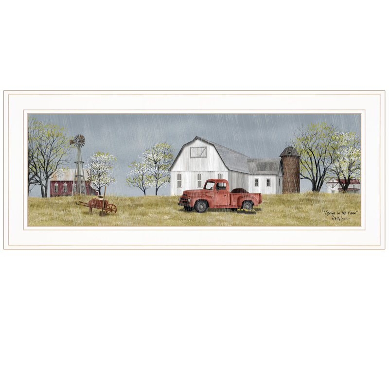 «Spring on the Farm», art mural encadré pour le salon, impression murale par Billy Jacobs, H 11 po x l 27 po x P 1 po, Blanc