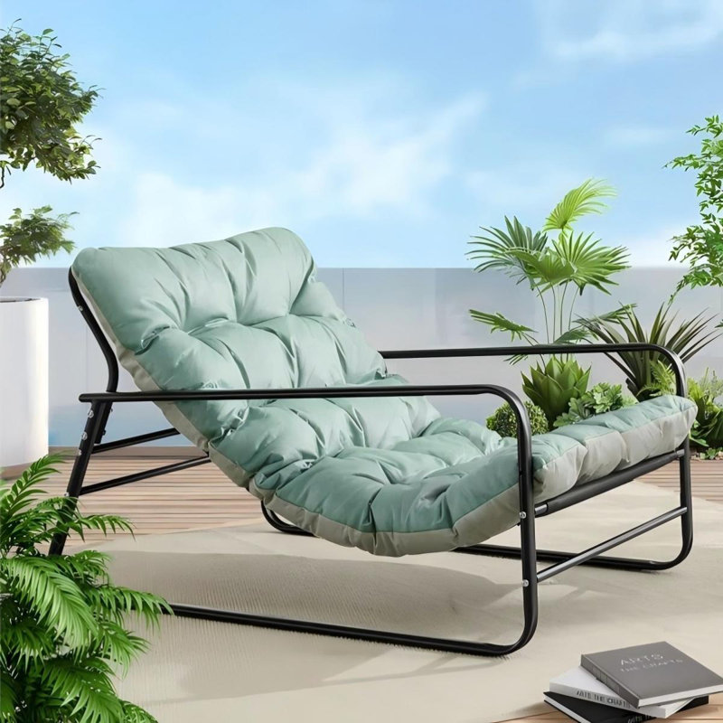 Ebern Designs Patio Outdoor Lounge Chair, Oversized Comfy Sling Recliner Chair, With Support 500lbs Extra Thick Puffy Cushion, Modern Outside Furniture For Backyard, Garden, Porch, Poolside