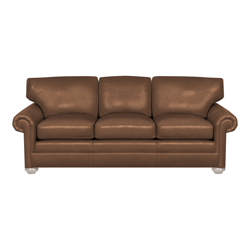 Main 85" Street Sleep Sofa, Gatsby Brown Sugar Genuine Leather, Dove Gray