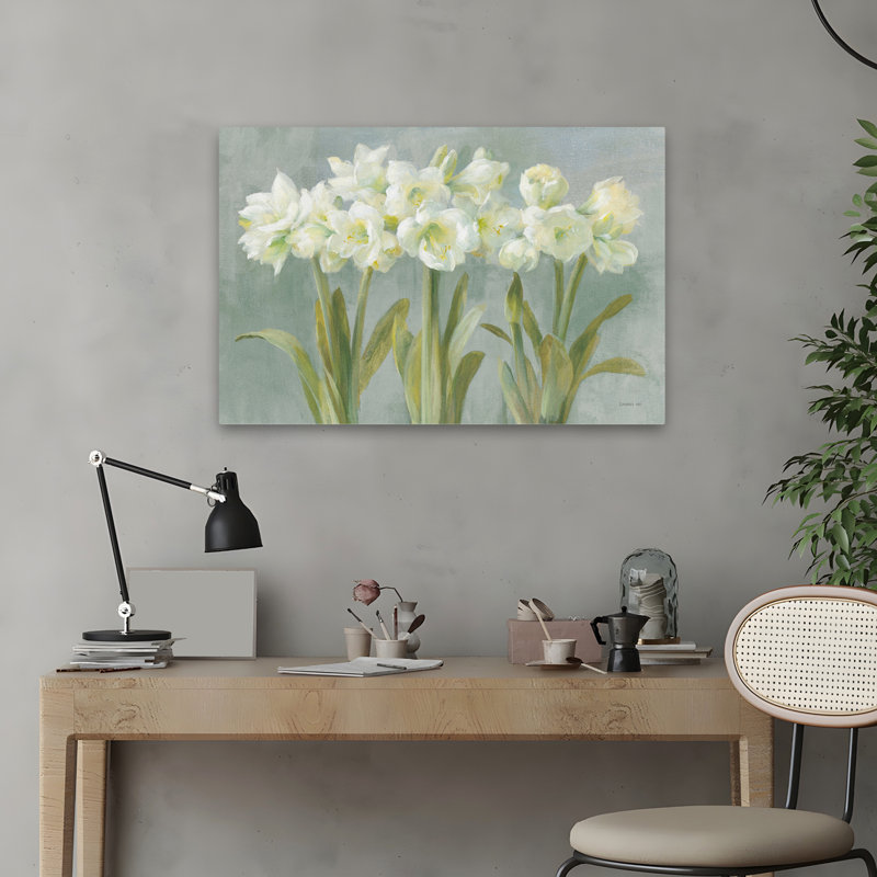 Amaryllis et art blanc bleu amaryllis, H 16 po x l 24 po