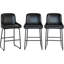 Ensemble de 3 tabourets de bar à hauteur de comptoir CuisinSmart - Ensemble de 3 chaises sans accoudoirs en cuir de polyuréthane avec dossier et repose-pieds pour îlot de cuisine et comptoir-1233435624