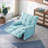 Single Sofa for Small Spaces/Corners, Adjustable Back with Phone Stand | Sky Blue | Velvet-843332114