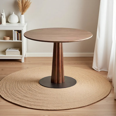 Black walnut round solid wood small desk
