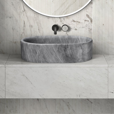 Lavabo vasque de salle de bain en marbre naturel de Carrare gris