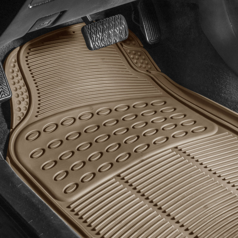 Universal Fit Beige Heavy-Duty Rubber Cargo Floor Mats