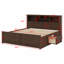 Lit plateforme en bois avec tête de lit multi-rangement, USB et tiroirs-772532316