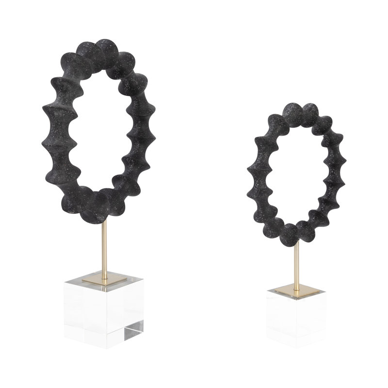 Darrah 2 Pieces 15/18" Operose Statuary, Black