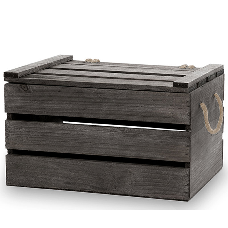 Caisse en bois, H 7 po x l 12 po x P 9 po, Gris délavé