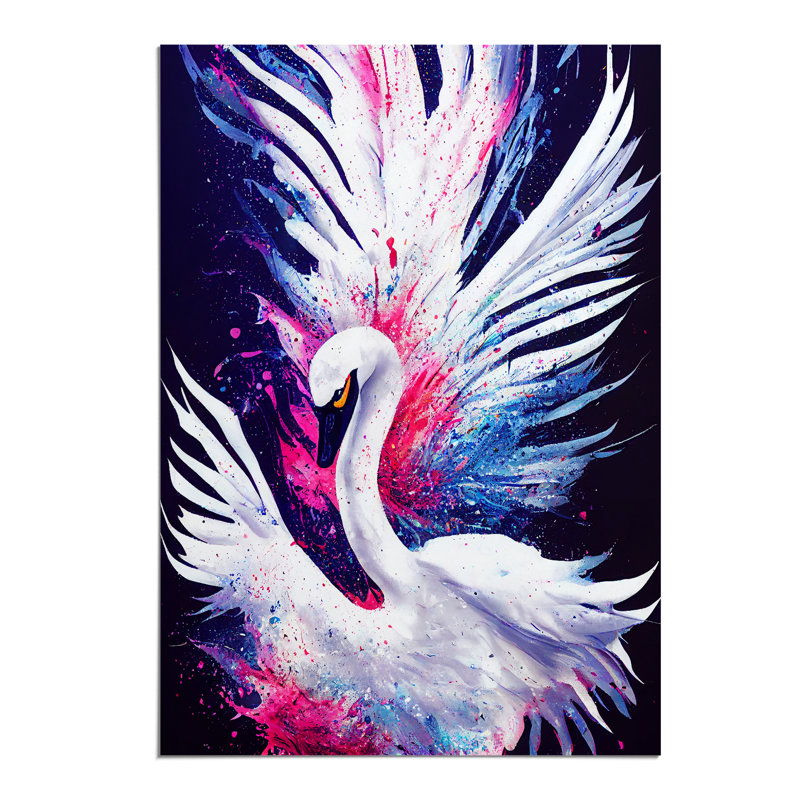 Vibrant Swan Art No.2 Abstract - Wall Art, Paper, 42cm H x 29.70cm W, No Matte