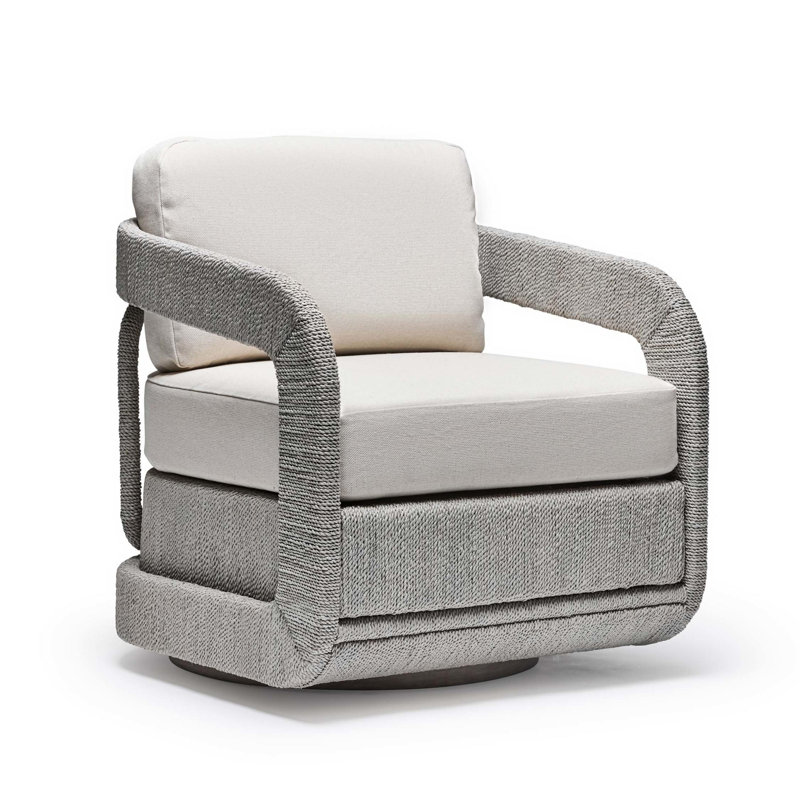 Harbour Swivel Armchair, Gray Ceruse, Hemp Loop