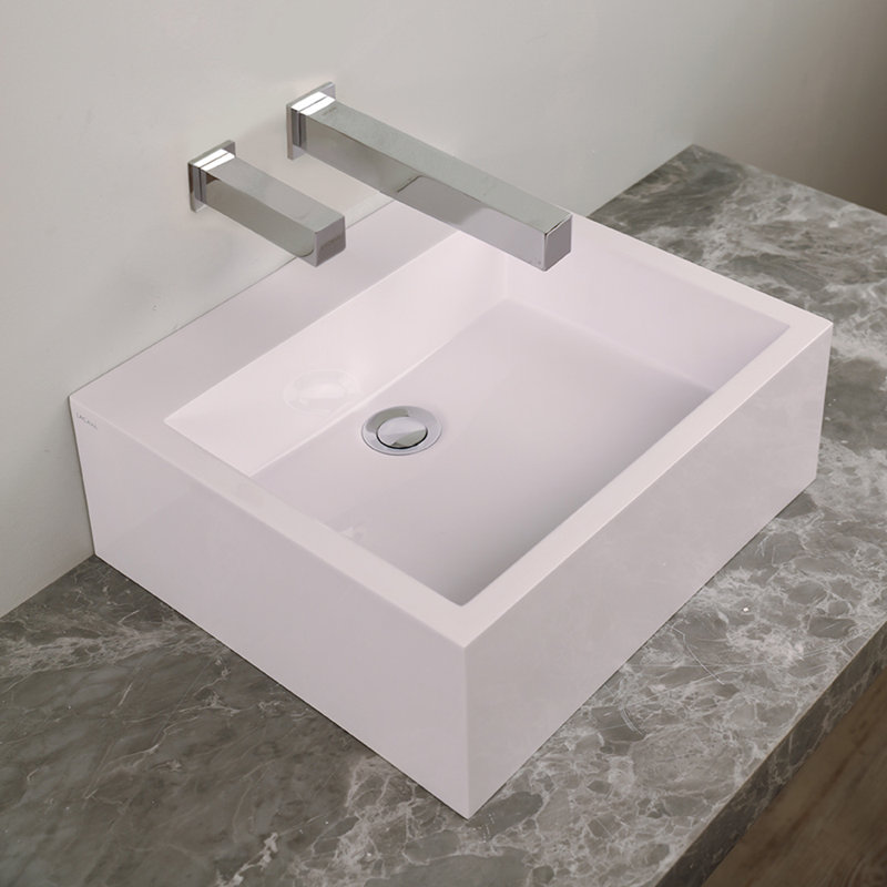 Luce 17'' L Bathroom Sink, Gloss White, No Hole