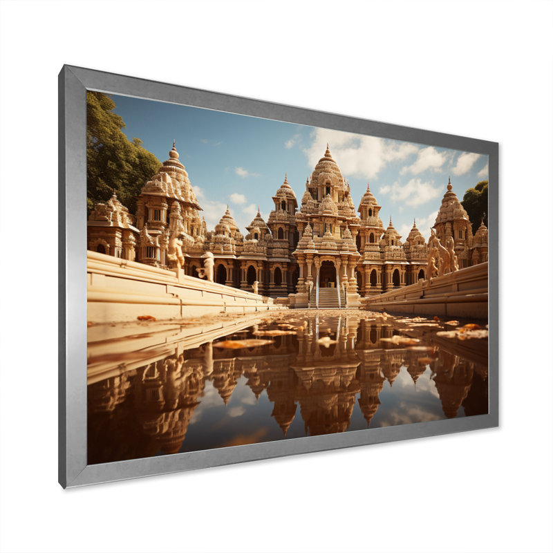 «Hinduisim Art Temple Reflections I», reproduction, H 12 po x l 20 po x P 1 po, Cadre simple argenté