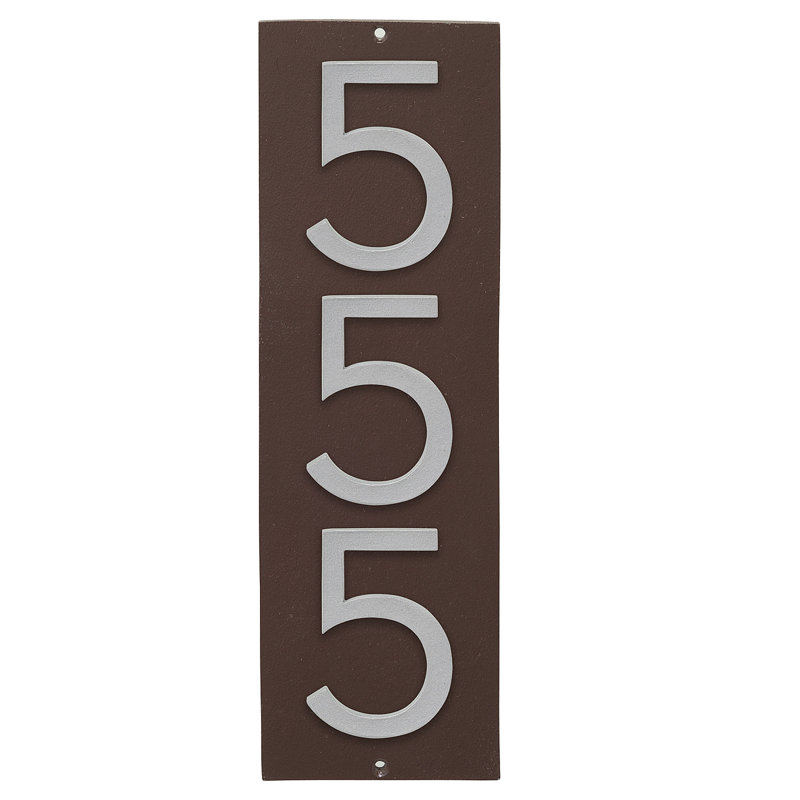 Plaque d’adresse murale flottante linéaire, Bronze romain, Argent, Oui