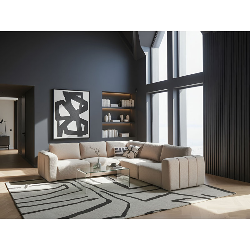 Blerata 5 Seater Corner Sofa, Left Hand Facing, Beige Boucle