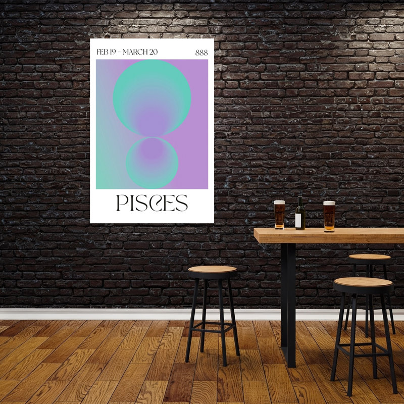 Pisces Zodiac Gradient Abstract Contemporary Minimalist Violet Wall Art Print by Valeria Castillo - Wrapped Canvas Print