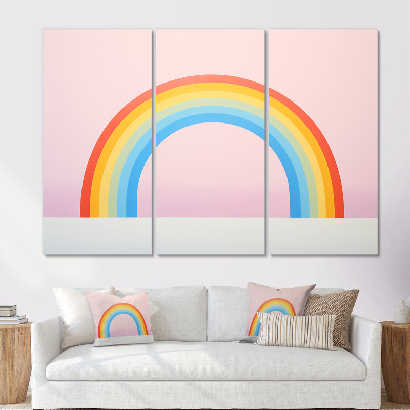 Minimalisme, arc-en-ciel, impression d'art mural, Toile tendue, H 40 po x l 60 po x P 1 po