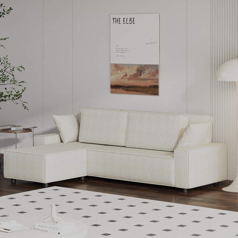 Grand canapé en velours Corduroy, canapé modulaire surdimensionné en L avec siège profond et canapé modulaire confortable pour salon, appartement, studio, velours côtelé