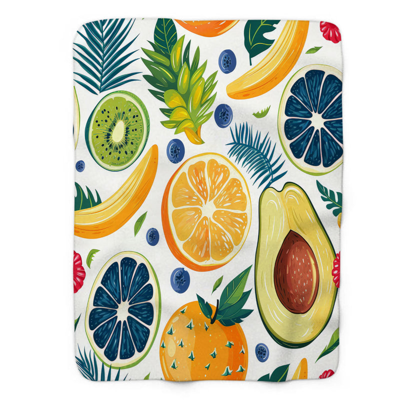 Jeté en sherpa 1 pièce Island Fruit Medley, 50 po x 60 po