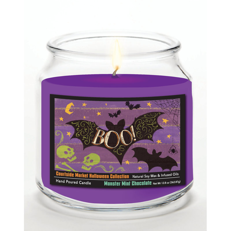 Bougie Fright Night VI en pot en verre de 400 g avec couvercle en métal argenté brossé
