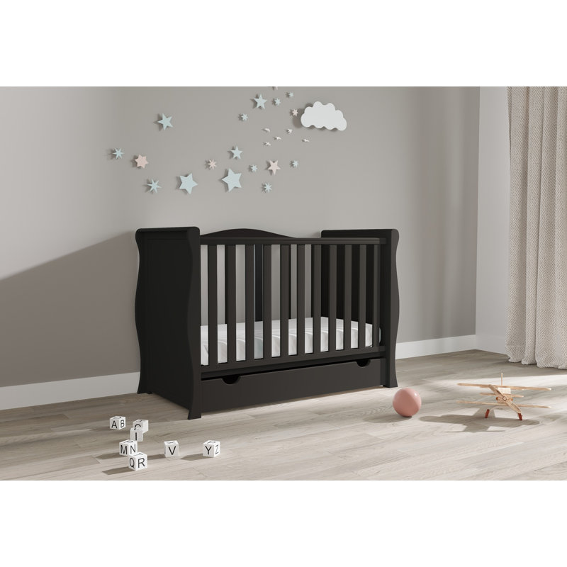 Croley Willow Sleigh Cot , Black