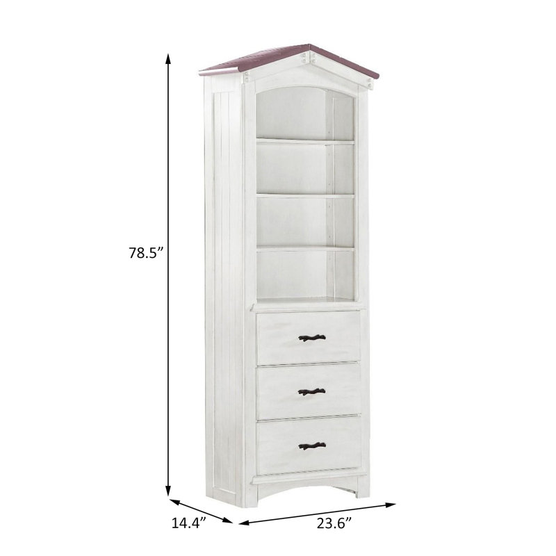 Bibliothèque à 4 niveaux Adasha en rose et blanc