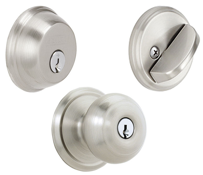 Georgian Single Cylinder Entrance Knobset Schlage Finish: Satin Nickel