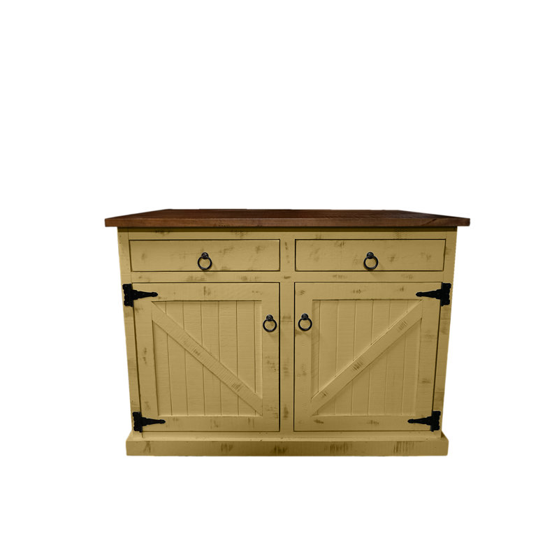 Yomo Solid Wood Kitchen Island, Cupola Yellow