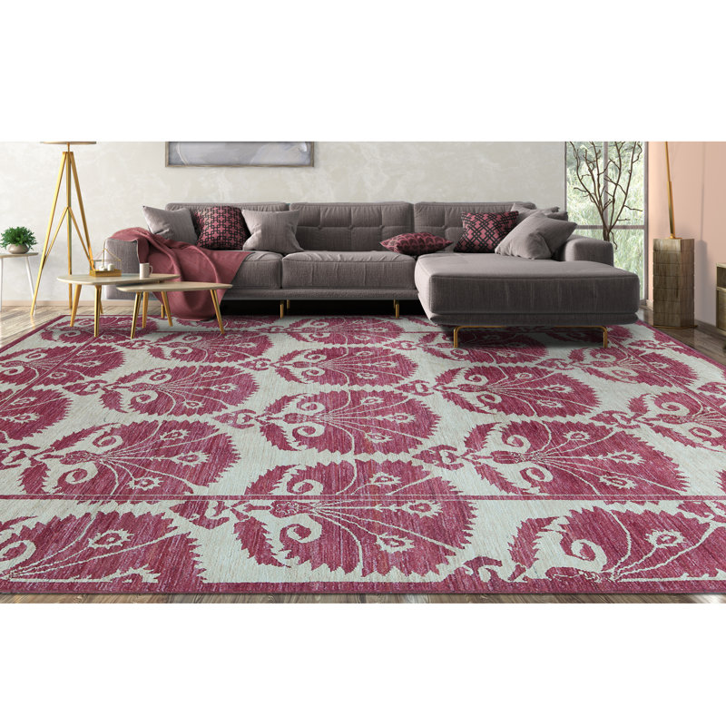 Hand Woven Wool Floral Area Rug