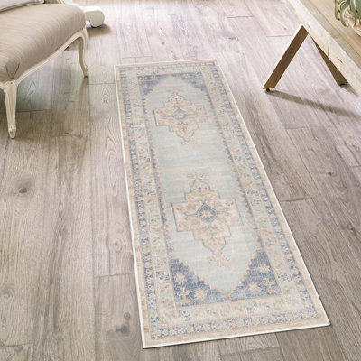 Parchette Oriental Sky Blue Area Rug