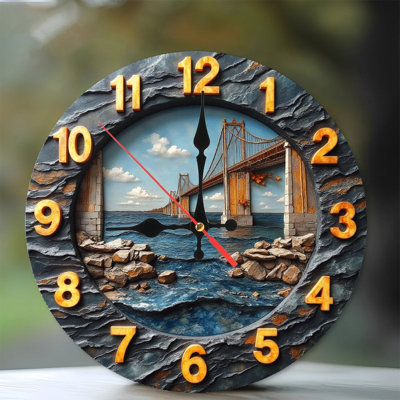 Décoration murale horloge murale en forme de pont en 2 dimensions