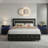 3-Piece Bedroom Sets,With Faux Leather Diamond Tufted Platform Bed  And LED Nightstand-1959135336-1959135338