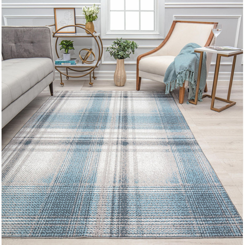 Gurchetan Plaid Indoor Rug, Rectangle 5'3" x 7'