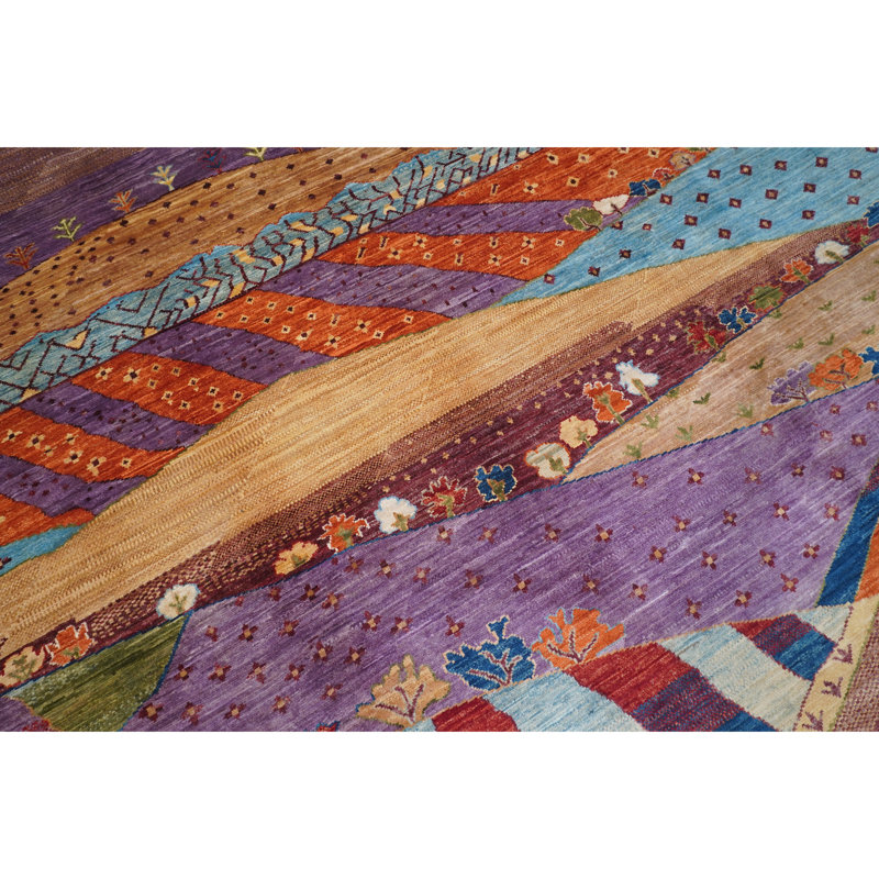 High-Quality Hand-Knotted Purple And Multi Area Rug