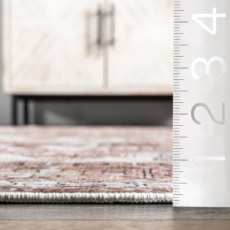 Evon SpinClean Traditional Medallion Machine Washable Area Rug, Rectangle 4' x 6'