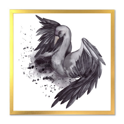 5_ cygne noir avec ailes ouvertes II - reproduction d'art sur toile traditionnelle