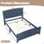 Lit plateforme double, lit plateforme en bois massif avec lattes de soutien et structure solide, sans sommier tapissier, bleu-1614643864