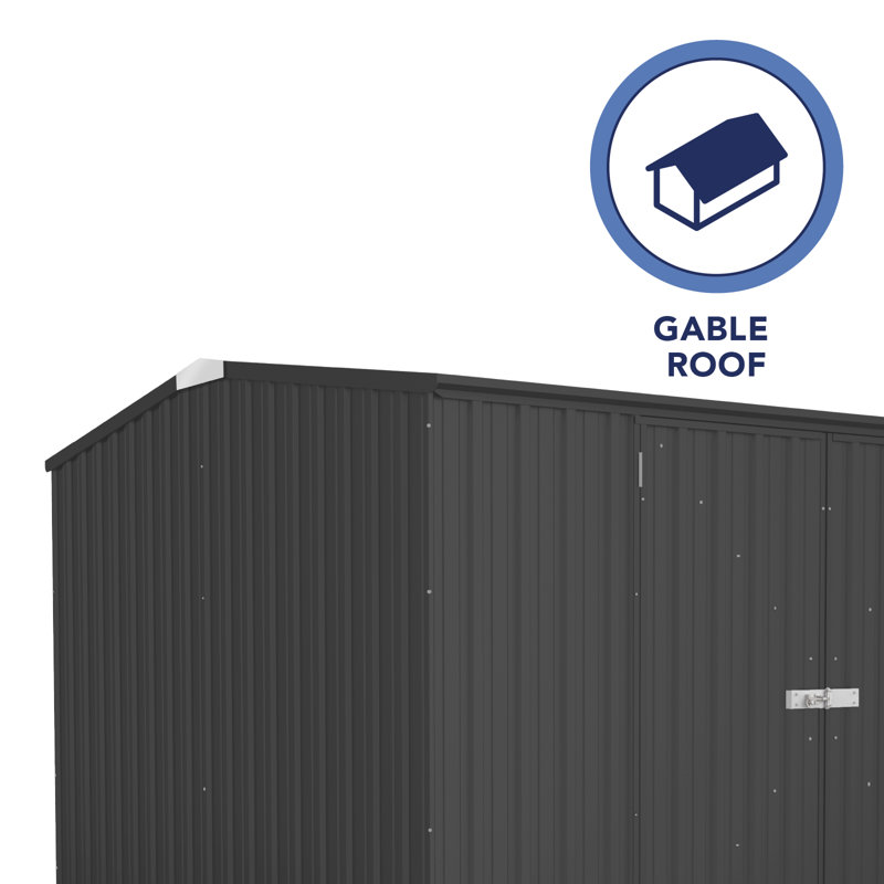 Absco 10' x 10' Gray Galvanized Steel Double Door Storage Shed