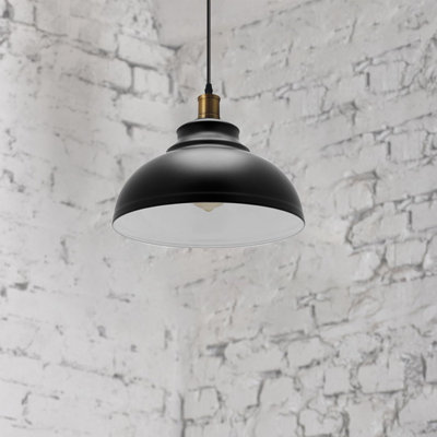 Metal Pendant Light Shade, Industrial Vintage Curved Lampshade Replacement, Modern Ceiling Hanging Light Fixture Cover for Kitchen Island, Dining Room, Cafe, Farmhouse Decor