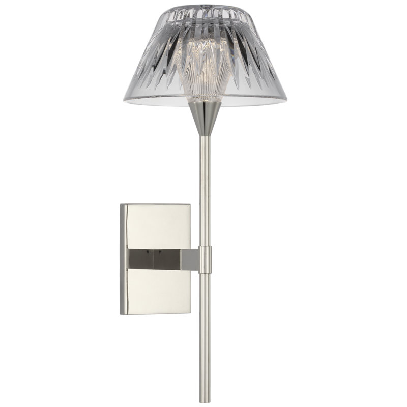 Waterford Blaze Sconce with Clear Crystal, 13.75" H x 5.75" W x 7.75" D, Polished Nickel