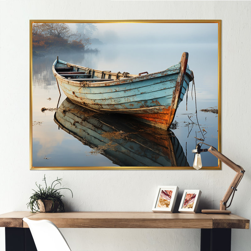 Hadenson Boat Serene Waterscapes I - Print, Gold Floater Framed, 30" H x 40" W x 1.5" D
