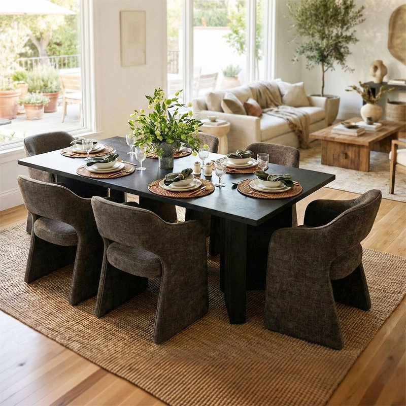 19" Seat Height Upholstered Dining Armchair, Brown