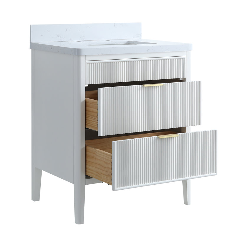 Meuble-lavabo simple autoportant de 30 po avec comptoir et dosseret pré-assemblés, 30"