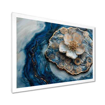 Apple Blossom Into A Gold And Blue Ink River II - Apple Blossom Wall Art