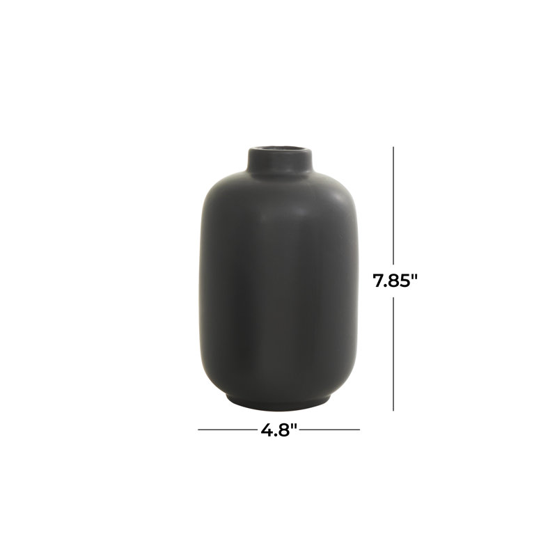 Black Round Ceramic Minimalist Table Vase